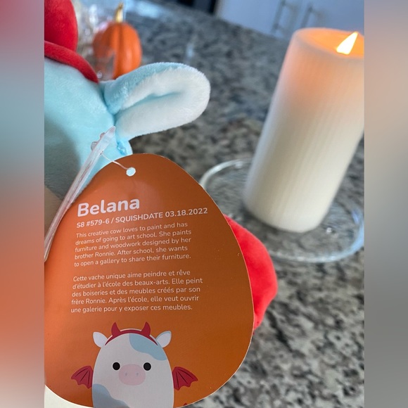 •NWT•Squishmallows Belana The Cow with Devil Bat Costume Halloween Plush - Picture 3 of 13